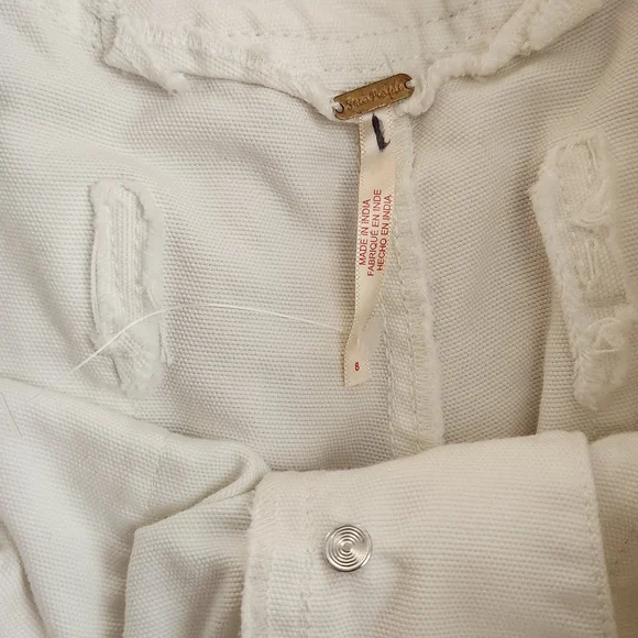 Free People Wide Leg White Button Pants - Picture 8 of 9